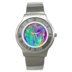 Fluid Art - Artistic And Colorful Stainless Steel Watch by GardenOfOphir