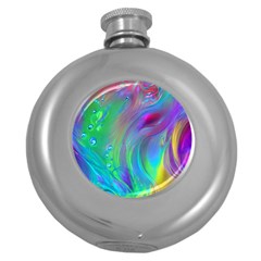 Fluid Art - Artistic And Colorful Round Hip Flask (5 Oz) by GardenOfOphir