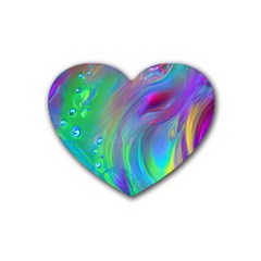 Fluid Art - Artistic And Colorful Rubber Coaster (heart) by GardenOfOphir