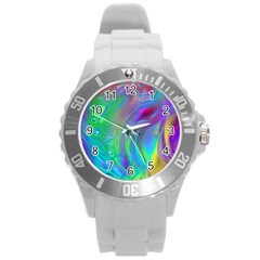 Fluid Art - Artistic And Colorful Round Plastic Sport Watch (l) by GardenOfOphir