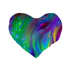 Fluid Art - Artistic And Colorful Standard 16  Premium Heart Shape Cushions by GardenOfOphir