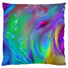 Fluid Art - Artistic And Colorful Large Premium Plush Fleece Cushion Case (one Side) by GardenOfOphir