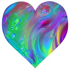 Fluid Art - Artistic And Colorful Wooden Puzzle Heart by GardenOfOphir