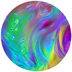 Fluid Art - Artistic And Colorful Wooden Puzzle Round by GardenOfOphir