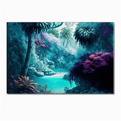 Landscape Nature Digital Art Palm Trees Paradise Postcard 4 x 6  (pkg Of 10) by Pakemis