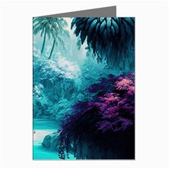 Landscape Nature Digital Art Palm Trees Paradise Greeting Cards (pkg Of 8) by Pakemis