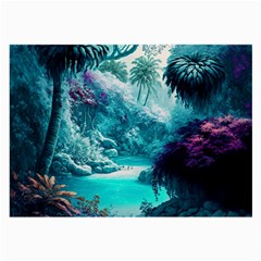 Landscape Nature Digital Art Palm Trees Paradise Large Glasses Cloth (2 Sides) by Pakemis