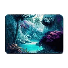 Landscape Nature Digital Art Palm Trees Paradise Small Doormat by Pakemis