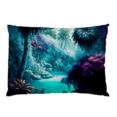 Landscape Nature Digital Art Palm Trees Paradise Pillow Case by Pakemis