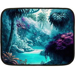 Landscape Nature Digital Art Palm Trees Paradise One Side Fleece Blanket (mini) by Pakemis