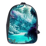 Landscape Nature Digital Art Palm Trees Paradise School Bag (Large) Front