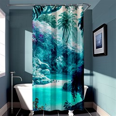 Landscape Nature Digital Art Palm Trees Paradise Shower Curtain 36  X 72  (stall)  by Pakemis