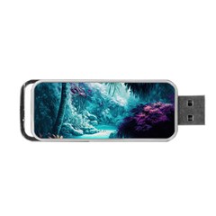 Landscape Nature Digital Art Palm Trees Paradise Portable Usb Flash (two Sides) by Pakemis