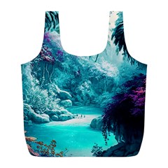 Landscape Nature Digital Art Palm Trees Paradise Full Print Recycle Bag (l) by Pakemis