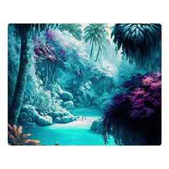 Landscape Nature Digital Art Palm Trees Paradise Premium Plush Fleece Blanket (large) by Pakemis