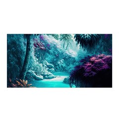 Landscape Nature Digital Art Palm Trees Paradise Satin Wrap 35  X 70  by Pakemis