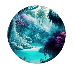 Landscape Nature Digital Art Palm Trees Paradise Mini Round Pill Box by Pakemis