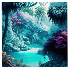 Landscape Nature Digital Art Palm Trees Paradise Wooden Puzzle Square by Pakemis