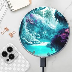 Landscape Nature Digital Art Palm Trees Paradise Wireless Fast Charger(white) by Pakemis