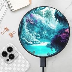 Landscape Nature Digital Art Palm Trees Paradise Wireless Fast Charger(black)