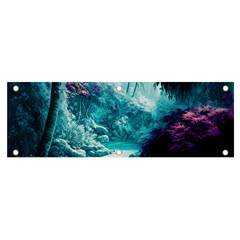 Landscape Nature Digital Art Palm Trees Paradise Banner And Sign 6  X 2  by Pakemis