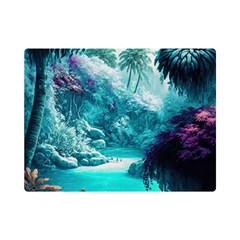 Landscape Nature Digital Art Palm Trees Paradise One Side Premium Plush Fleece Blanket (mini) by Pakemis