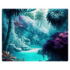 Landscape Nature Digital Art Palm Trees Paradise One Side Premium Plush Fleece Blanket (medium)