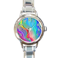 Fluid Art - Contemporary And Flowy Round Italian Charm Watch by GardenOfOphir