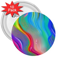 Fluid Art - Contemporary And Flowy 3  Buttons (10 Pack)  by GardenOfOphir