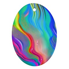 Fluid Art - Contemporary And Flowy Oval Ornament (two Sides) by GardenOfOphir