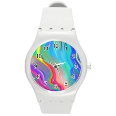 Fluid Art - Contemporary And Flowy Round Plastic Sport Watch (m) by GardenOfOphir