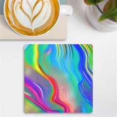 Fluid Art - Contemporary And Flowy Uv Print Square Tile Coaster  by GardenOfOphir