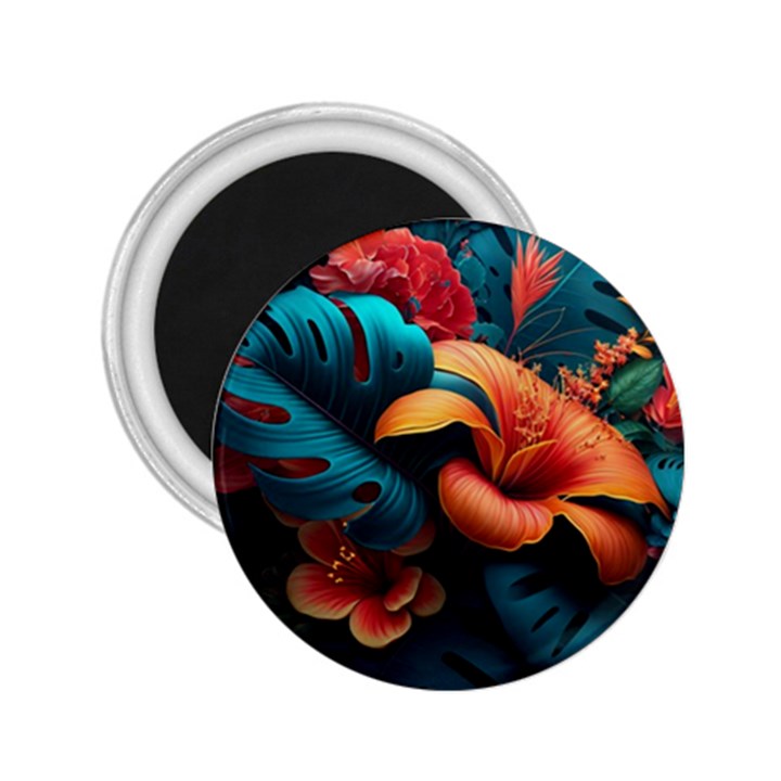 Ai Generated Tropical Flowers Floral Floral Pattern 2.25  Magnets