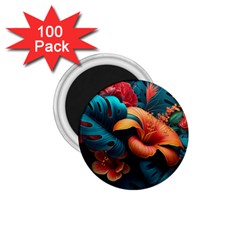 Ai Generated Tropical Flowers Floral Floral Pattern 1 75  Magnets (100 Pack)  by Pakemis