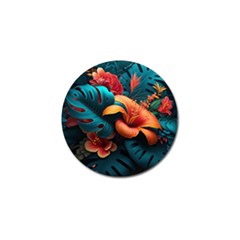 Ai Generated Tropical Flowers Floral Floral Pattern Golf Ball Marker (10 Pack)