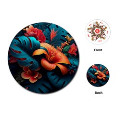 Ai Generated Tropical Flowers Floral Floral Pattern Playing Cards Single Design (round) by Pakemis