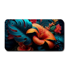 Ai Generated Tropical Flowers Floral Floral Pattern Medium Bar Mat by Pakemis