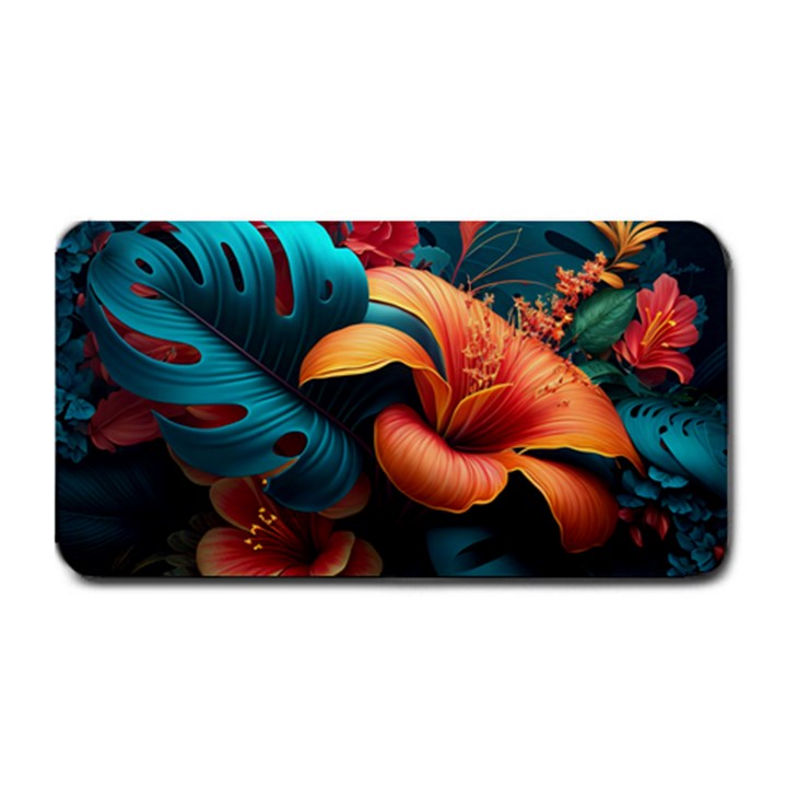 Ai Generated Tropical Flowers Floral Floral Pattern Medium Bar Mat