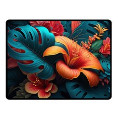 Ai Generated Tropical Flowers Floral Floral Pattern One Side Fleece Blanket (small) by Pakemis