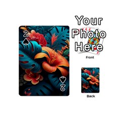 Ai Generated Tropical Flowers Floral Floral Pattern Playing Cards 54 Designs (mini) by Pakemis