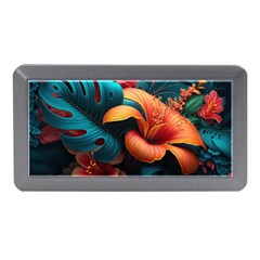 Ai Generated Tropical Flowers Floral Floral Pattern Memory Card Reader (mini) by Pakemis