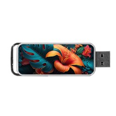 Ai Generated Tropical Flowers Floral Floral Pattern Portable Usb Flash (two Sides) by Pakemis