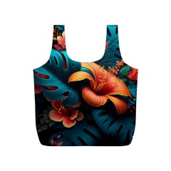 Ai Generated Tropical Flowers Floral Floral Pattern Full Print Recycle Bag (s) by Pakemis