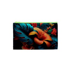 Ai Generated Tropical Flowers Floral Floral Pattern Cosmetic Bag (xs) by Pakemis