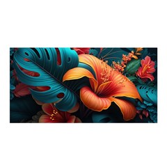 Ai Generated Tropical Flowers Floral Floral Pattern Satin Wrap 35  X 70  by Pakemis