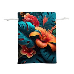 Ai Generated Tropical Flowers Floral Floral Pattern Lightweight Drawstring Pouch (m) by Pakemis