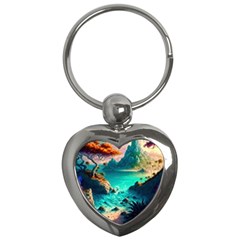 Tropical Paradise Beach Ocean Shore Sea Fantasy Key Chain (heart) by Pakemis