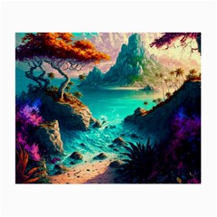 Tropical Paradise Beach Ocean Shore Sea Fantasy Small Glasses Cloth (2 Sides) by Pakemis