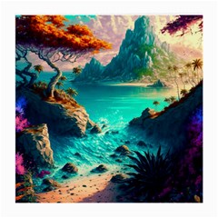 Tropical Paradise Beach Ocean Shore Sea Fantasy Medium Glasses Cloth (2 Sides) by Pakemis