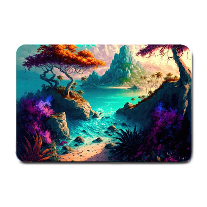 Tropical Paradise Beach Ocean Shore Sea Fantasy Small Doormat